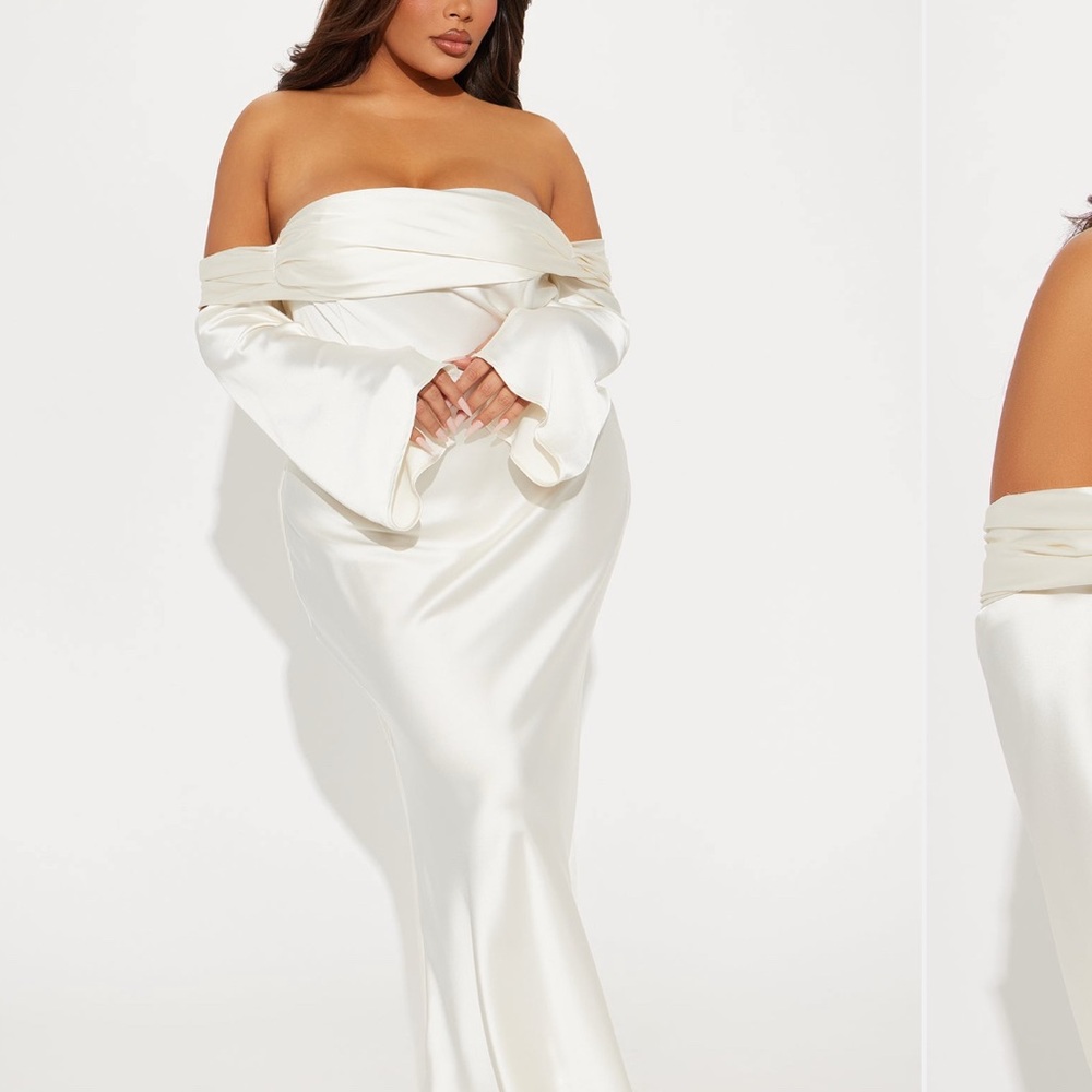 Fashion Nova Off-Shoulder White Wedding Dress